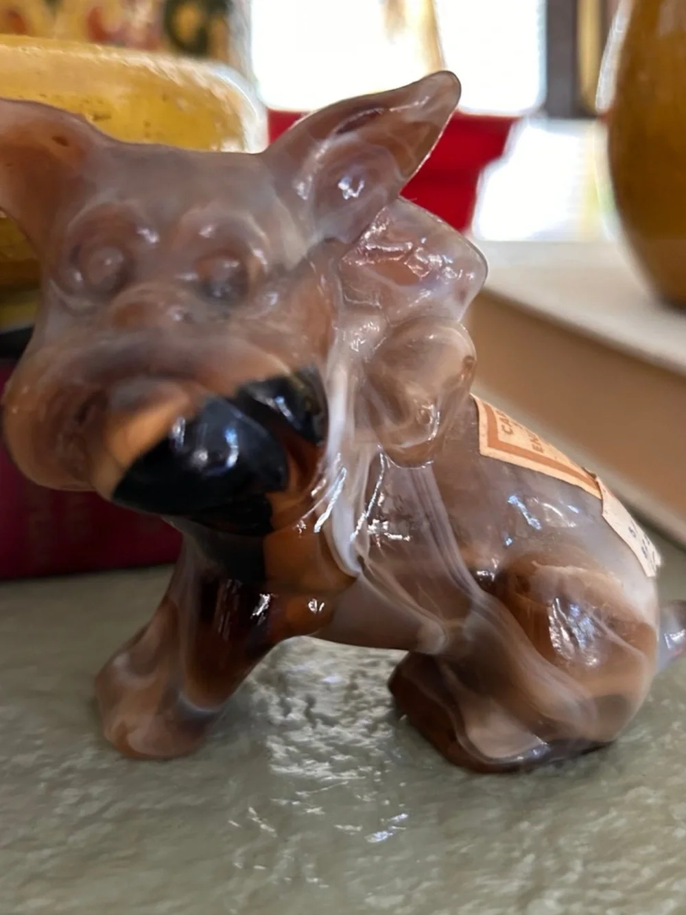 Super Cute Vintage Dog Figurine Caramel Slag End of Day Glass By Imperial IG.